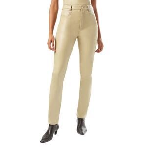 WeWoreWhat Vegan Leather Kick Flare Pants Oat 28 MSRP $128 Street Style Chic